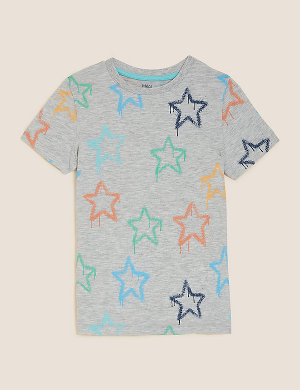 Cotton Rich Star Print T-Shirt (2-7 Yrs) - PT
