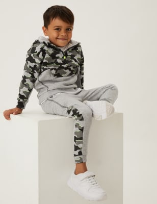 

M&S Collection 2-teiliger Trainingsanzug mit hohem Baumwollanteil und Camouflagemuster (2-7 J.) - Grey Mix, Grey Mix