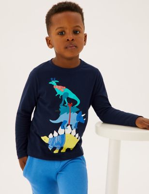 

Boys M&S Collection Pure Cotton Dinosaur Top (2-7 Yrs) - Navy, Navy