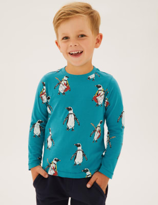 

M&S Collection Top 100% algodón con estampado de pingüinos (2-7 años) - Kingfisher, Kingfisher