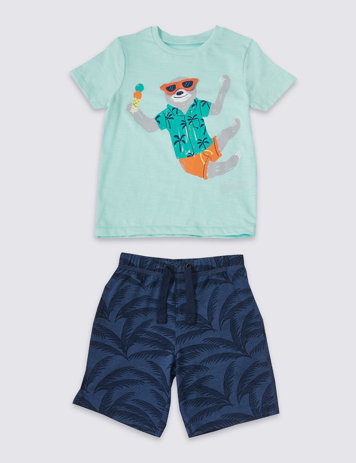 2 Piece Sloth Top & Shorts Outfit (3 Months - 7 Years)