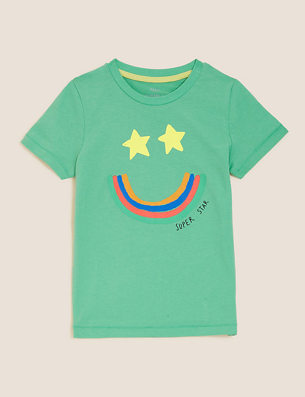 T-Shirt aus reiner Baumwolle mit Smiley-Gesicht (2–7 J.) - DE