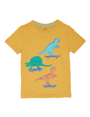 

Boys M&S Collection Pure Cotton Dinosaur T-Shirt (2-7 Yrs) - Dark Gold, Dark Gold