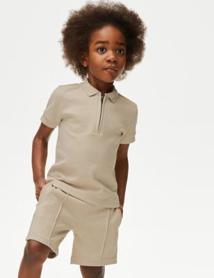 M&S Boys Polo Shirt And Shorts Set (2-8 Yrs) - 2-3 Y - Neutral, Neutral,Navy