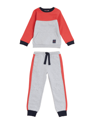 

Boys M&S Collection Cotton Rich Top & Bottom Outfit - Red Mix, Red Mix