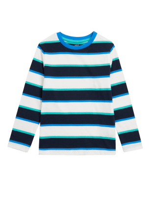 

M&S Collection Gestreiftes Oberteil aus reiner Baumwolle (2-7 Jahre) - Multi, Multi