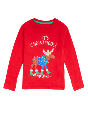 

Boys M&S Collection Pure Cotton Moose Top (2-7 Yrs) - Red, Red