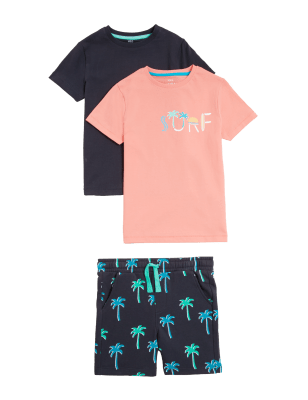 

M&S Collection Conjunto de 3 piezas de algodón con estampado tropical (2-7 años) - Multi, Multi