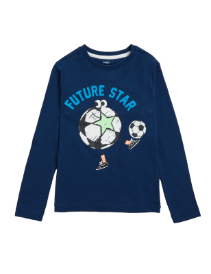 

M&S Collection Oberteil aus reiner Baumwolle mit Fußballmotiv (2-7 Jahre) - Navy, Navy