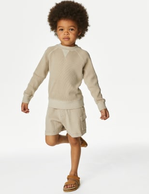 

M&S Collection Conjunto corto y sudadera 100% algodón (2-8 años) - Stone, Stone