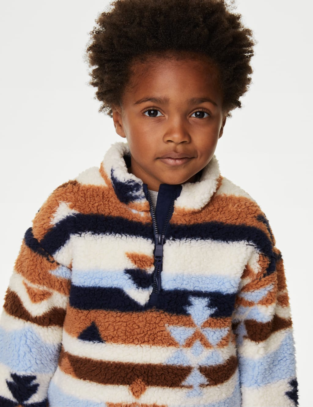 Printed Borg Half Zip Top (2-8 Yrs) image 3