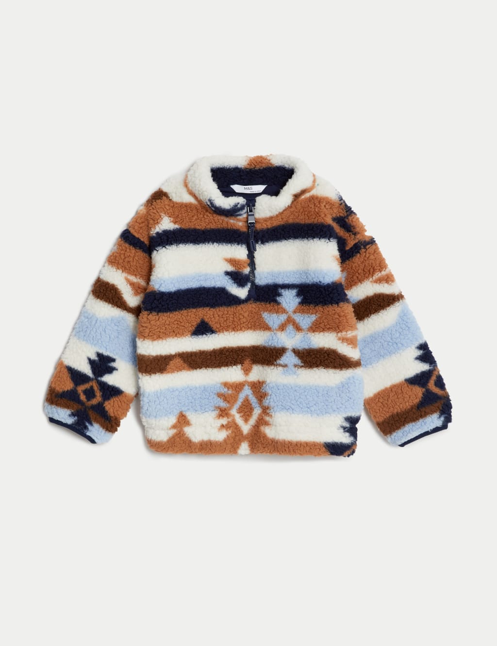Printed Borg Half Zip Top (2-8 Yrs) image 2