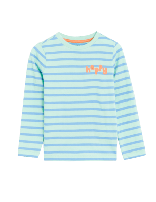 

M&S Collection Top 100% algodón de rayas (2-8 años) - Green Mix, Green Mix