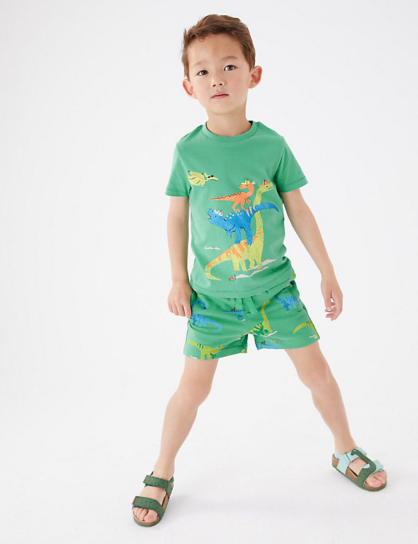 Cotton Rich Dinosaur Top & Bottom Outfit (2-7 Yrs) - HK