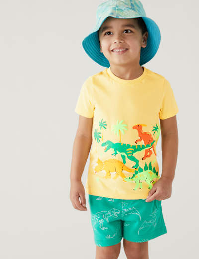 Pure Cotton Dinosaur Print T-Shirt (2-8 Yrs)