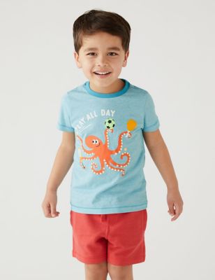 Pure Cotton Octopus T-Shirt (2-8 Yrs) - US