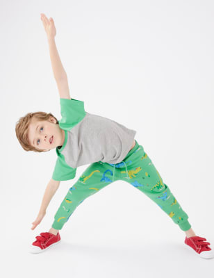 

Boys M&S Collection Cotton Rich Dinosaur Top & Bottom Outfit (2-7 Yrs) - Green Mix, Green Mix