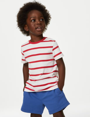 

M&S Collection Camiseta de rayas 100% algodón (2-8 años) - Red Mix, Red Mix