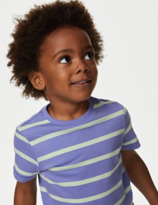 

Boys M&S Collection Pure Cotton Striped T-Shirt (2-8 Yrs) - Blue Mix, Blue Mix