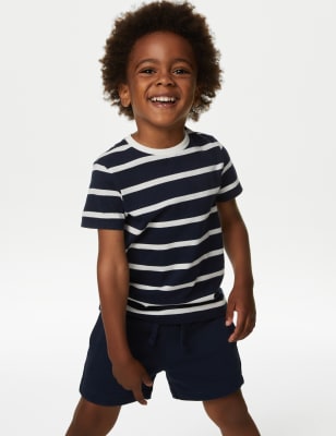 

M&S Collection Gestreiftes T-Shirt aus reiner Baumwolle (2-8 J.) - Navy Mix, Navy Mix