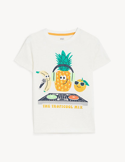 Pure Cotton Tropical Print T-Shirt