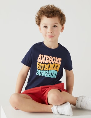 

Boys M&S Collection Pure Cotton Summer Slogan T-Shirt (2-8 Yrs) - Navy, Navy
