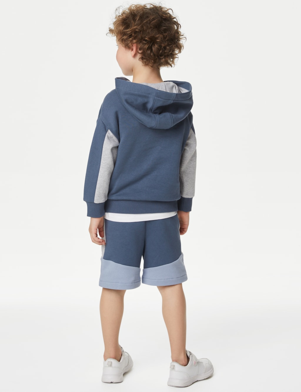 Cotton Rich Colour Block Hoodie & Shorts Set (2-8 Yrs) image 3