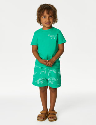 

M&S Collection 2-teiliges Outfit aus reiner Baumwolle mit Dinosauriermuster (2-8 Jahre) - Green Mix, Green Mix