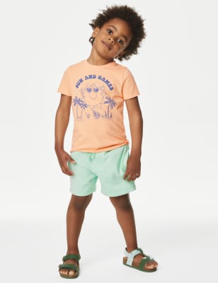 

M&S Collection Camiseta 100% algodón con diseño de sol (2-8 años) - Orange, Orange