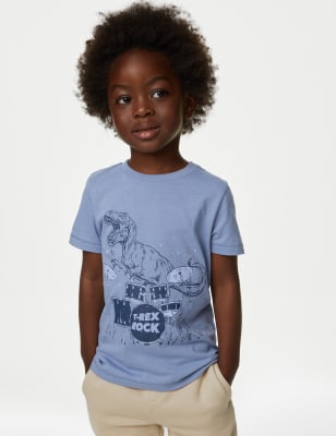 

Boys M&S Collection Pure Cotton Dinosaur T-Shirt (2 - 8 Yrs) - Blue Mix, Blue Mix