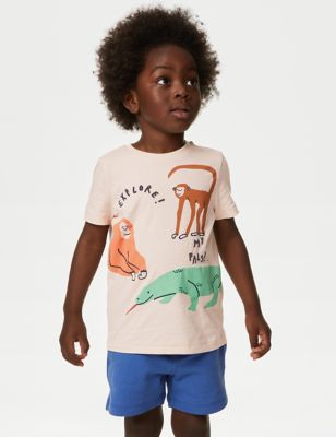 Puur katoenen T-shirt met dierenprint (2-8 jaar) - BE