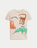 T-shirt με print Animal από 100% βαμβάκι (2-8 ετών)