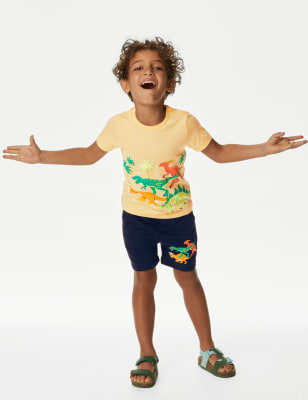 

Boys M&S Collection 2pc Pure Cotton Dinosaur Top & Bottom Outfit (2-8 Yrs) - Multi, Multi