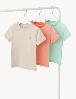 

M&S Collection Pack de 3 camisetas 100% algodón con diseño de estrellas (2-8 años) - Multi, Multi