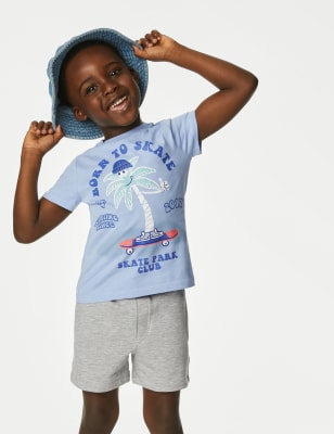 

M&S Collection Conjunto de 2 piezas 100% algodón 'Born to Skate' (2-8 años) - Multi, Multi