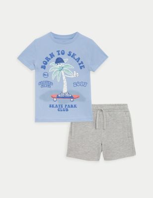 2pc Pure Cotton Born To Skate Outfit (2-8 Yrs)