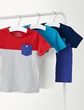 3pk Pure Cotton Colour Block T-Shirts (2-8 Yrs)