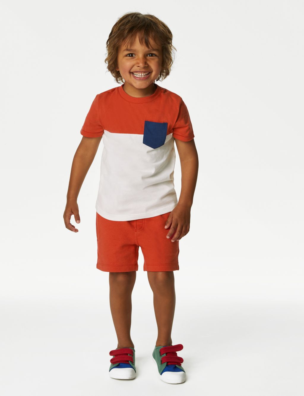 2pc Pure Cotton Red Colourblock Outfit (2-8 Yrs) image 1