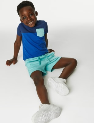 

M&S Collection Conjunto de 2 piezas 100% algodón de bloques de color (2-8 años) - Blue Mix, Blue Mix