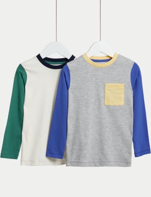 2pk Cotton Rich Colourblock Tops (2-8 Yrs)