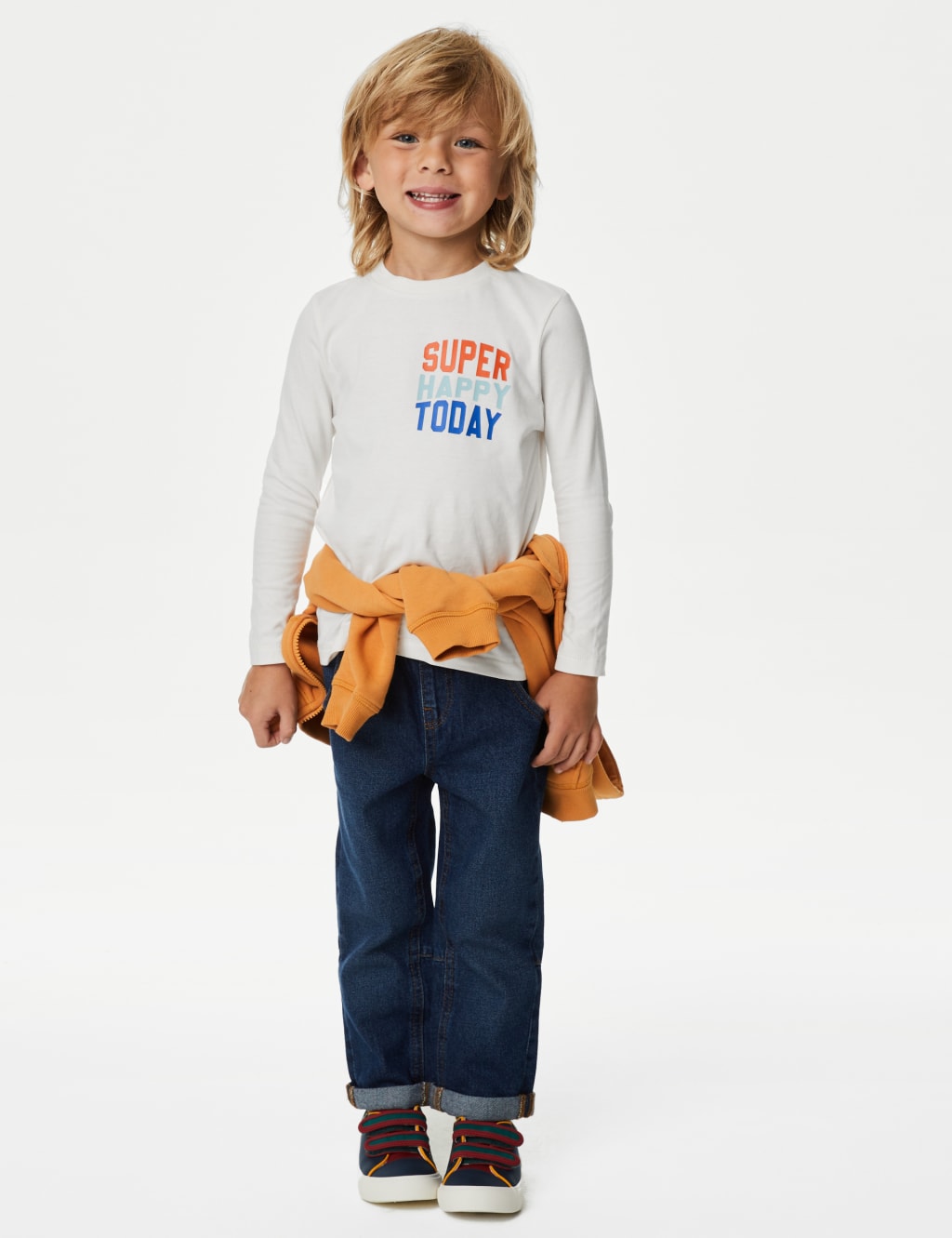 2pk Pure Cotton Happy Slogan & Plain Tops (2-8 Yrs) image 3