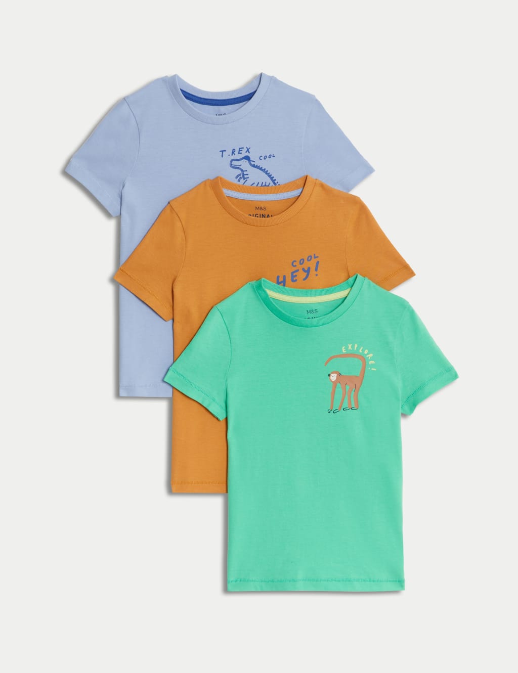 3pk Pure Cotton Slogan T-Shirts (2-8 Yrs) image 1