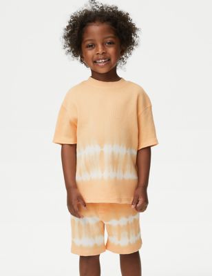 M&S Boys Pure Cotton Top & Bottom Outfit (2-8 Yrs) - 2-3 Y - Orange, Orange