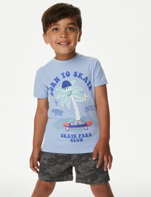 

Boys M&S Collection Pure Cotton Born To Skate T-Shirt (2-8 Yrs) - Blue, Blue