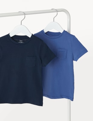 

M&S Collection Pack de 2 camisetas 100% algodón lisas (2-8 años) - Blue Mix, Blue Mix