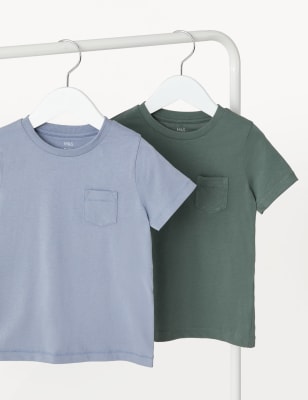 

M&S Collection 2er-Pack einfarbige T-Shirts aus reiner Baumwolle (2-8 Jahre) - Green Mix, Green Mix