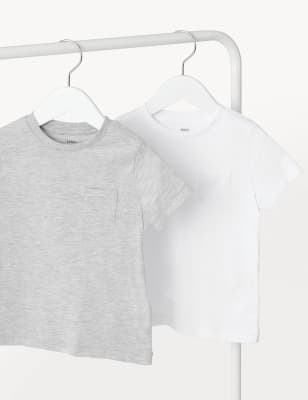 

Boys M&S Collection 2pk Pure Cotton Plain T-Shirts (2-8 Yrs) - Grey Mix, Grey Mix