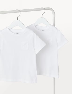 

M&S Collection Pack de 2 camisetas 100% algodón lisas (2-8 años) - White, White