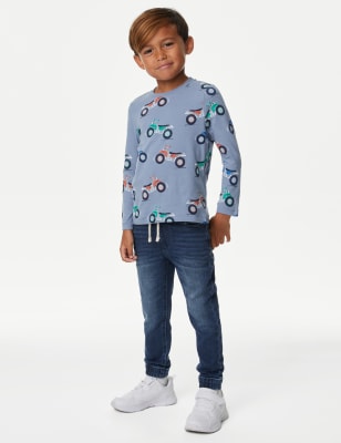 2pk Pure Cotton Quad Bike & Plain Tops (2-8 Yrs)