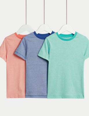 M&S Boys 3pk Pure Cotton Striped T-Shirts (2-8 Yrs) - 3-4 Y - Multi, Multi